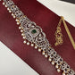 AD Ganga Jamuna Polish Color Stone Pearls Peacock Design Hip Chain Kamarbandh - Green
