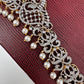 AD Ganga Jamuna Polish Color Stone Pearls Peacock Design Hip Chain Kamarbandh - Red
