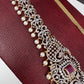 AD Ganga Jamuna Polish Color Stone Pearls Peacock Design Hip Chain Kamarbandh - Red