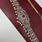 AD Ganga Jamuna Polish Color Stone Pearls Peacock Design Hip Chain Kamarbandh - Red