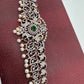 AD Ganga Jamuna Polish Color Stone Pearls Peacock Design Hip Chain Kamarbandh - Green