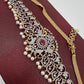 AD Ganga Jamuna Polish Color Stone Pearls Peacock Design Hip Chain Kamarbandh - Red