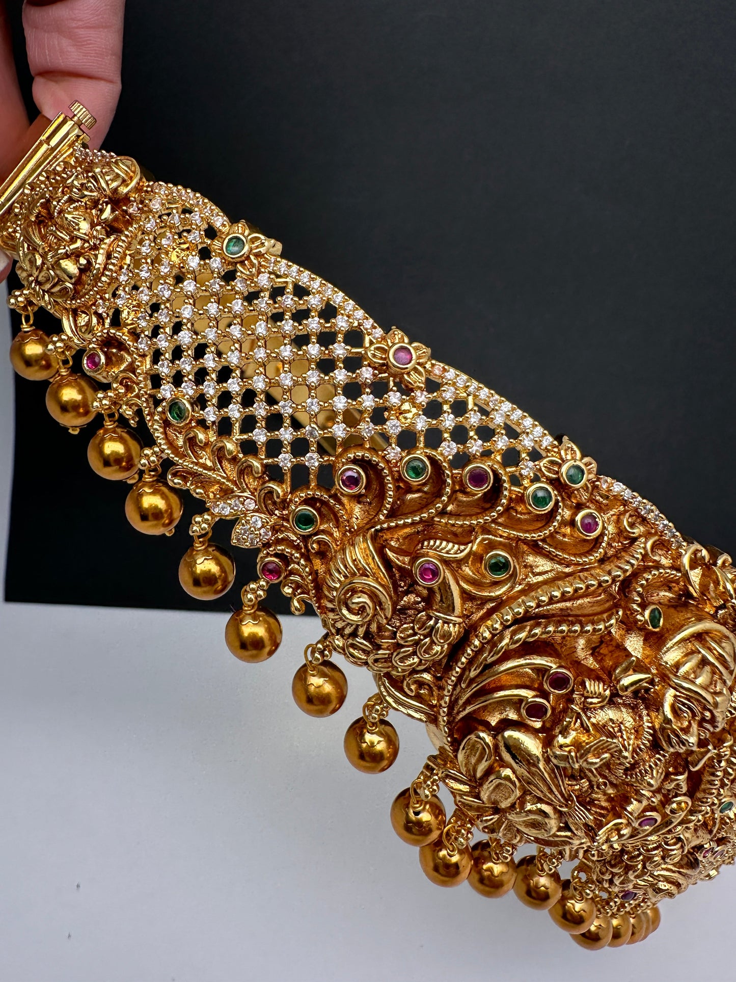 Goddess lakshmi Nakshi Matte CZ Kids Hip Belt Vaddanam