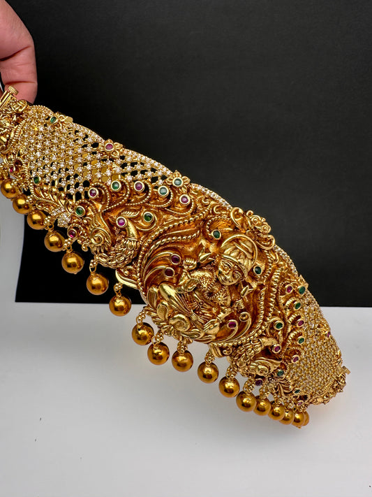 Goddess lakshmi Nakshi Matte CZ Kids Hip Belt Vaddanam