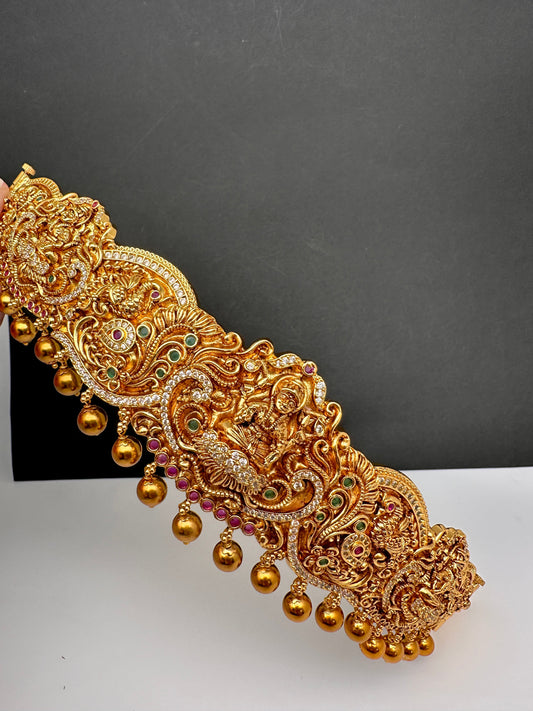 Goddess lakshmi Nakshi Matte CZ Kids Hip Belt Vaddanam