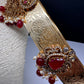 Goddess Lakshmi AD Color Stone Motif Hip Belt Vaddanam - Red