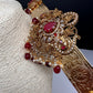 Goddess Lakshmi AD Color Stone Motif Hip Belt Vaddanam - Red