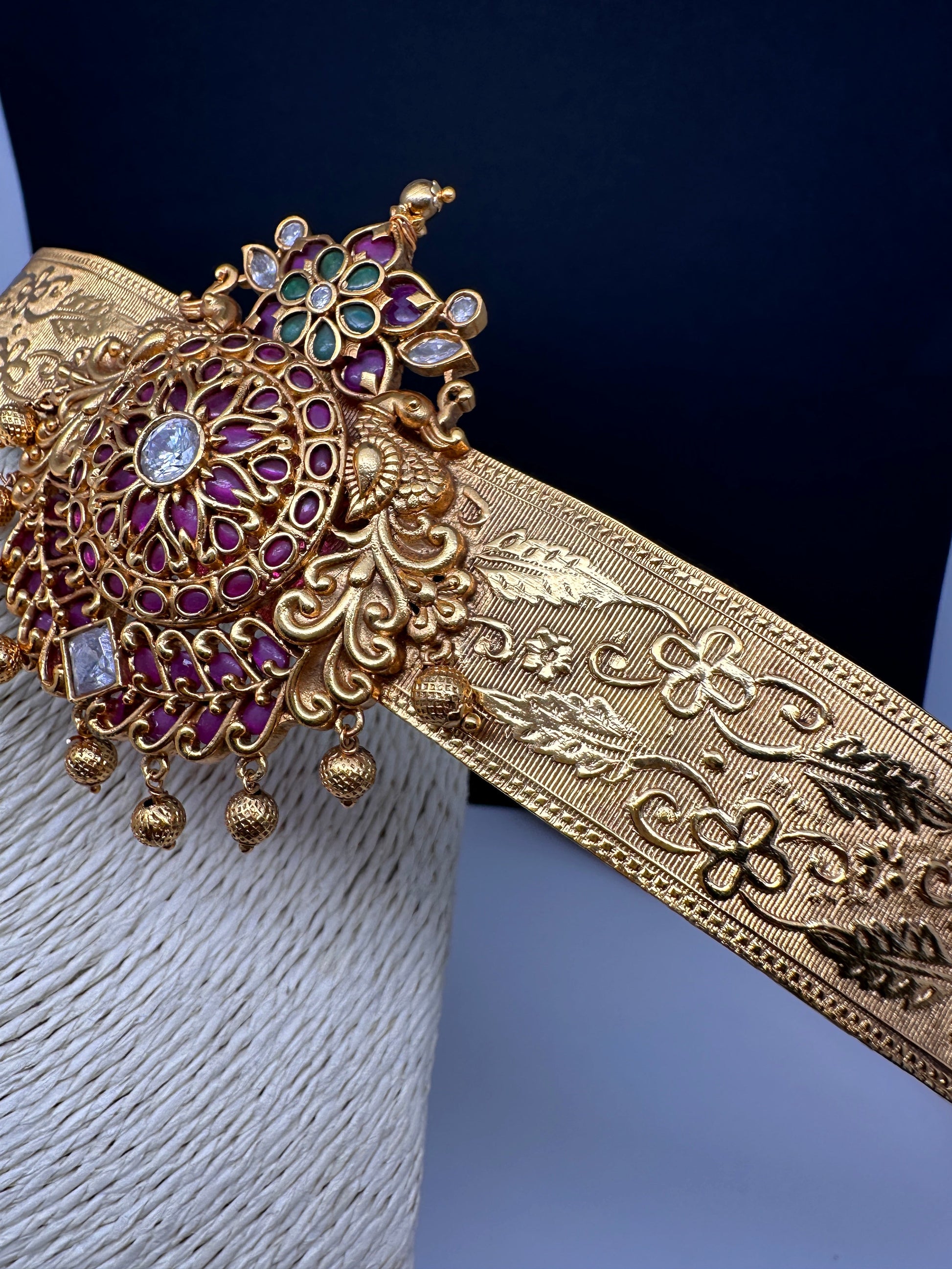 Multi ColorMotif Jadau Kundan Hip Belt Vaddanam – Sheetal's FabFashion