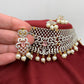 Pink Stone AD Finish Stiff Choker with Matching Maangteeka and Earrings