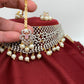 Pink Stone AD Finish Stiff Choker with Matching Maangteeka and Earrings