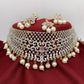Pink Stone AD Finish Stiff Choker with Matching Maangteeka and Earrings