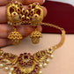 Peacock Red Stone Choker with matching earrings
