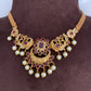 Peacock Red Stone Choker with matching earrings