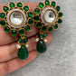 Kundan Green Stone with Sugar Beads Dual Polish Choker