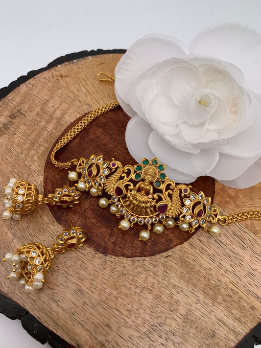 Goddess Lakshmi Peacock Multi Stone Mini Choker