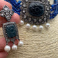 Blue Stone AD Victorian Polish Pendent Blue Onyx Beads Choker