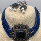 Blue Stone AD Victorian Polish Pendent Blue Onyx Beads Choker