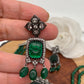 Green Stone AD Victorian Polish Pendent Green Onyx Beads Choker