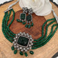 Green Stone AD Victorian Polish Pendent Green Onyx Beads Choker