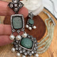 Mint Green Stone AD Victorian Polish Pendent Light Mint Green Onyx Beads Choker