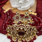 Kundan Red Stone CZ Dual Tone Pendent Red Beads Choker