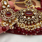 Kundan Red Stone CZ Dual Tone Pendent Red Beads Choker