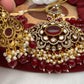 Kundan Red Stone CZ Dual Tone Pendent Red Beads Choker