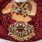 Kundan Red Stone CZ Dual Tone Pendent Red Beads Choker