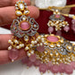 Kundan Pink Stone CZ Dual Tone Pendent Pink Beads Choker