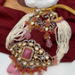 Kundan Pink Stone CZ Dual Tone Pendent White Hydro Beads Choker