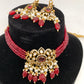 Kundan Red Stone CZ Pendent Red Beads Choker