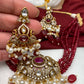 Kundan Red Stone CZ Pendent Red Beads Choker
