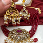 Kundan Red Stone CZ Pendent Red Beads Choker