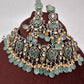Moissanite Kundan Victorian Finish Color Stone Color beads Choker - LightGreen