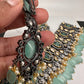 Moissanite Kundan Victorian Finish Color Stone Color beads Choker - LightGreen