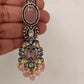 Moissanite Kundan Victorian Finish Color Stone Color beads Choker - Pink