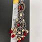 Moissanite Kundan Victorian Finish Color Stone Color beads Choker - Red