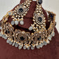 Moissanite Kundan Victorian Finish Color Stone Color beads Choker - Blue