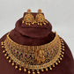 Goddess Lakshmi Premium Matte Finish CZ Red Kemp Stone Nakshi Choker