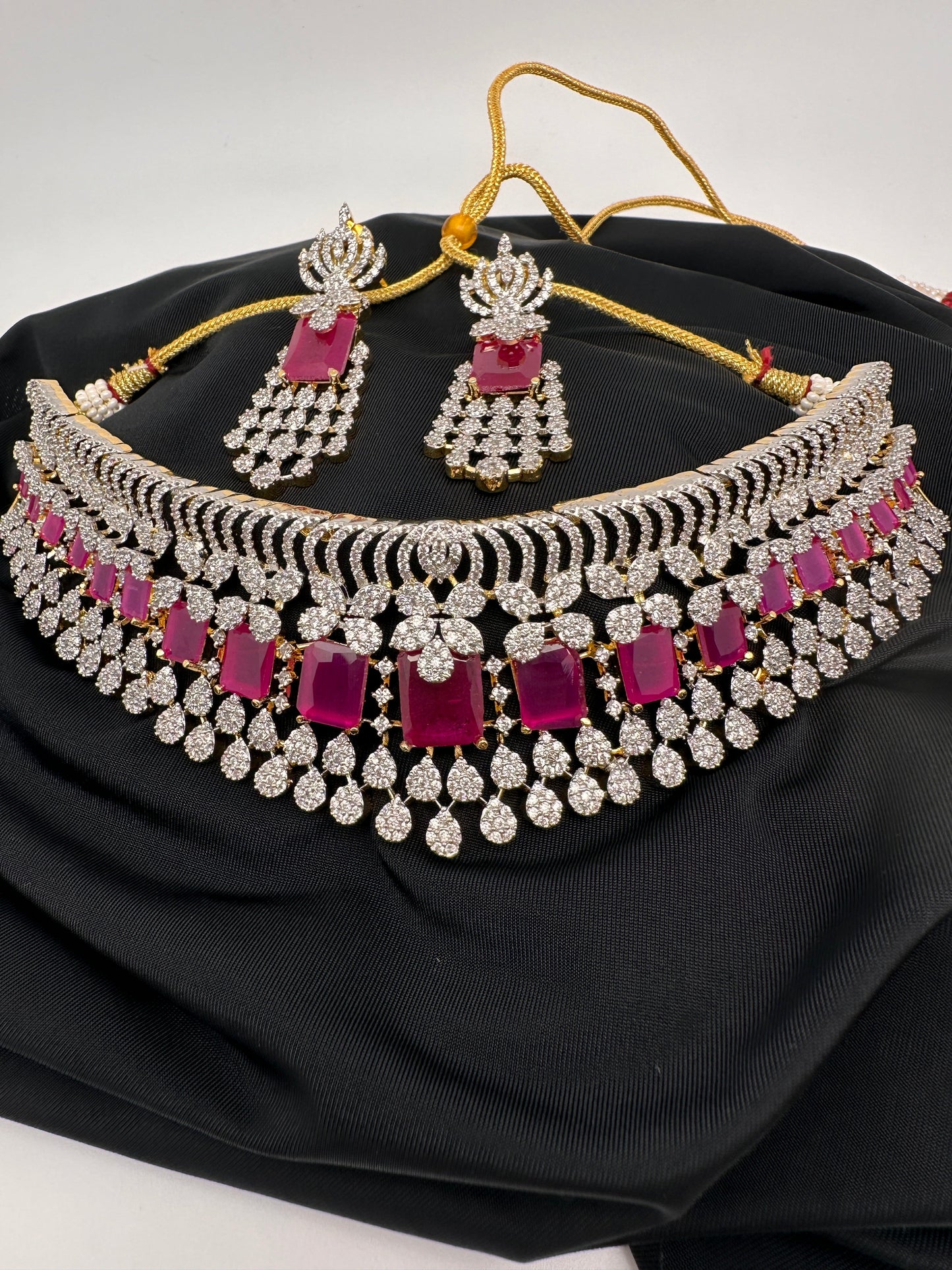 AD Color Stone Choker - Red