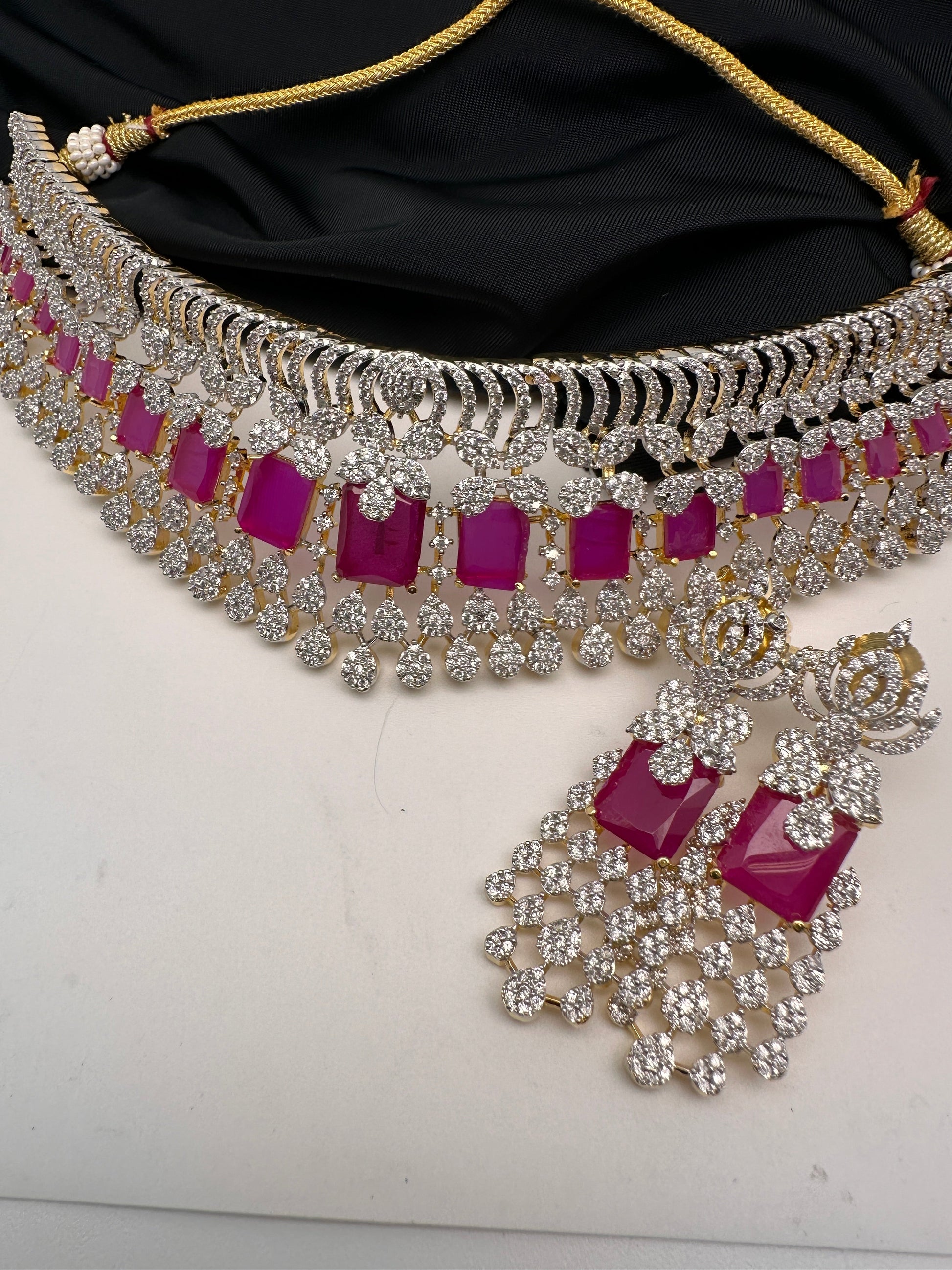 AD Color Stone Choker - Red