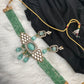 Moissanite Color Stone Mehendi Polish Choker - Green