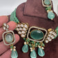 Moissanite Color Stone Mehendi Polish Choker - Green