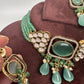 Moissanite Color Stone Mehendi Polish Choker - Green