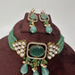 Moissanite Color Stone Mehendi Polish Choker - Green