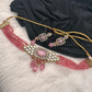 Moissanite Color Stone Mehendi Polish Choker - Pink