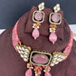 Moissanite Color Stone Mehendi Polish Choker - Pink