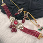 Moissanite Color Stone Mehendi Polish Choker - Red