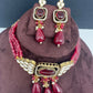 Moissanite Color Stone Mehendi Polish Choker - Red
