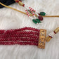 Moissanite Color Stone Mehendi Polish Choker - Red